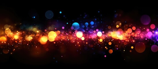 Poster - Abstract colorful bokeh background with vibrant hues of orange blue and purple blurred digital elements ideal for text overlay in a dark setting