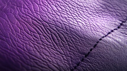 Poster - Violet leather texture closeup showcasing intricate seam details and rich color depth for design and fashion applications.