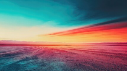 Poster - Desert Sunset with Vibrant Colors and Dramatic Sky Over a Tranquil Landscape