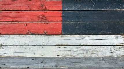 Poster - Weathered Wooden Background with Red and Black Painted Planks Highlighting Rustic Textures and Natural Color Variations