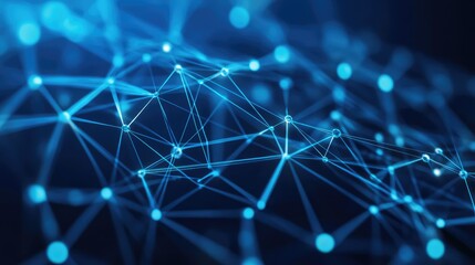 Aufkleber - Vibrant Blue Fiber Optic Network Background with Luminous Nodes Illuminating Dark Technology Space in Abstract Digital Design