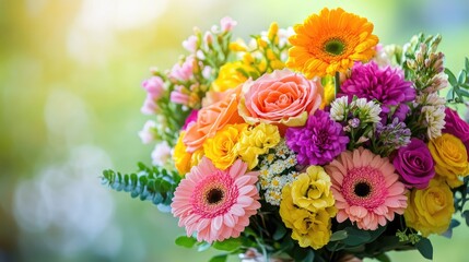 Aufkleber - Bright and cheerful bouquet of assorted colorful flowers in a lush garden setting perfect for celebrations and special occasions