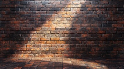 Poster - Weathered brick wall with shadows and texture creating a rustic background for architectural or design projects