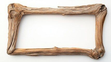 Poster - Rustic driftwood picture frame with natural texture and grain designed for coastal or vintage decor settings.