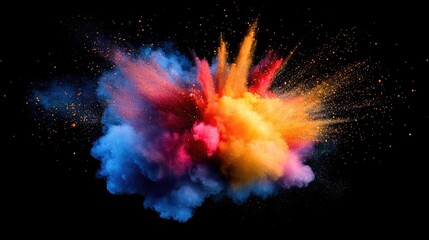 Fototapete - Colorful Abstract Burst of Pigment on a Dark Background Creating a Dynamic Visual Explosion