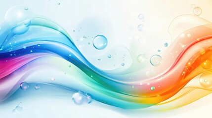 Fototapete - Colorful abstract waves with bubbles and soft gradients creating a dynamic and vibrant background for design and creative projects