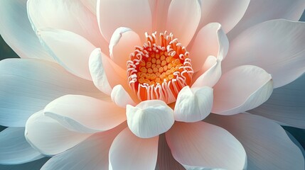 Aufkleber - Aerial view of a beautiful lotus flower in full bloom revealing delicate symmetrical petals and soft pastel shades showcasing nature's elegance