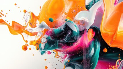 Fototapete - Dynamic abstract digital artwork showcasing vibrant colors and intricate fluid patterns for creative projects and design inspiration