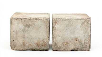 Poster - Aged concrete blocks showcasing weathered texture on a clean white background ideal for construction or industrial themed projects