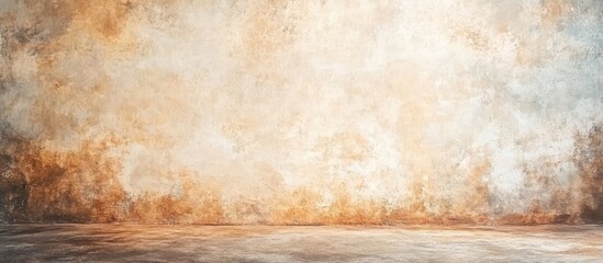 Poster - Elegant Warm Toned Textured Wall Background with Soft Lighting and Empty Space for Branding or Text in Studio Setting