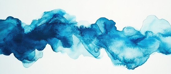 Leinwandbilder - Vibrant blue and aqua watercolor abstract background featuring delicate textured streaks on a minimalist white canvas with ample space for text and design elements.