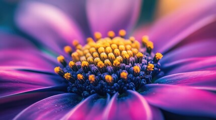 Poster - Vivid macro shot of a blooming flower highlighting intricate details and vibrant colors in the beauty of nature