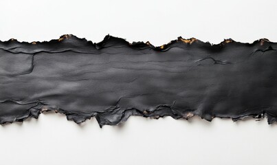 Wall Mural - Panoramic view of burned paper edges on white background