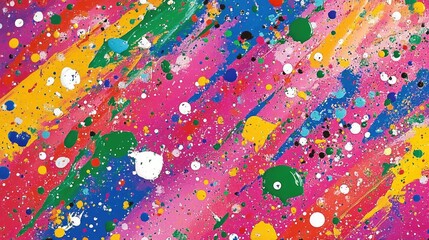Fototapete - Colorful abstract background with vibrant paint splatters in various shades creating a dynamic and energetic feel.