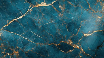 Aufkleber - Turquoise marble texture with elegant golden veins creating a luxurious and sophisticated background design