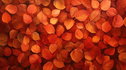 Poster - Vibrant Orange Autumn Leaves Foliage Background Rustic Nature Texture in Warm Tones Natural Seasonal Harmony