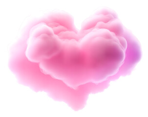 Poster - pink cloud heart neon abstract softness glowing isolated on transparent background.