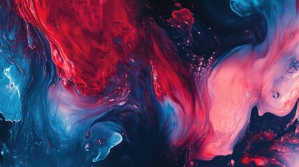 Leinwandbilder - Vibrant abstract artwork featuring rich texture with dynamic reds and blues creating a striking visual composition for modern decor.