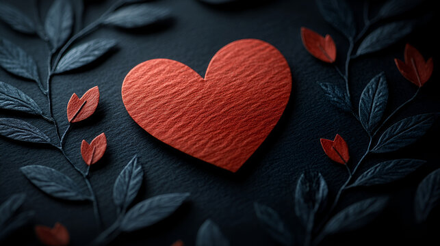 A minimalist valentine card with a single red heart