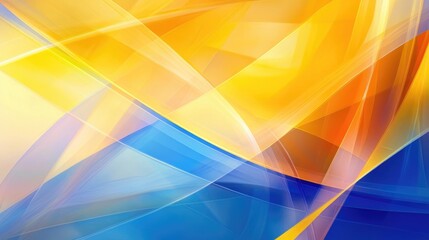 Fototapete - Vibrant abstract background featuring dynamic geometric shapes and smooth lines in bright yellow and vivid blue tones