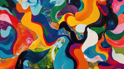 Fototapete - Colorful Abstract Art with Dynamic Swirls and Fluid Movement in Bright Vibrant Tones