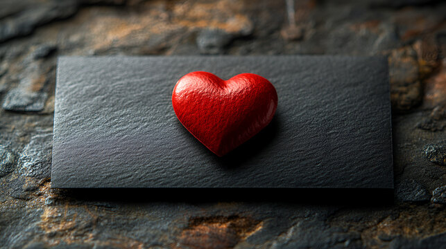 A minimalist valentine card with a single red heart