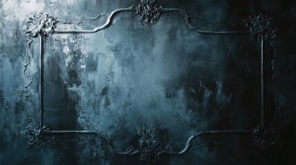 Poster - Vintage decorative metal wall texture with ornate frame design for elegant background use