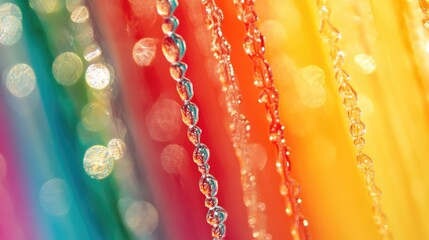Poster - vibrant abstract bokeh background with water droplets in a spectrum of colorful hues