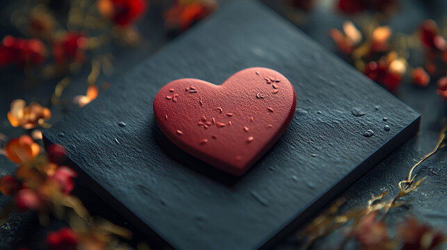 A minimalist valentine card with a single red heart