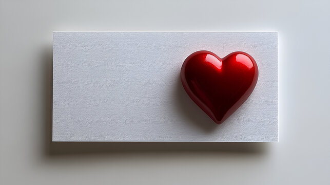 A minimalist valentine card with a single red heart