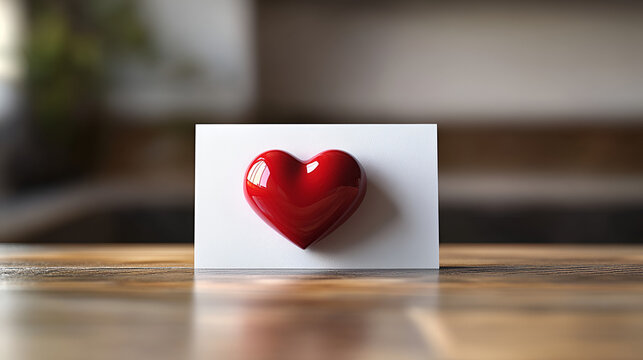 A minimalist valentine card with a single red heart