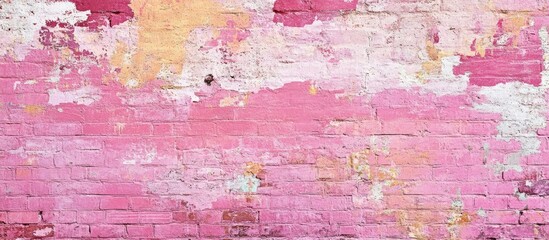 Poster - Charming faded pink brick wall texture ideal for trendy backgrounds and innovative design applications