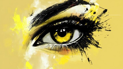 Leinwandbilder - Abstract Artistic Eye Illustration with Vibrant Yellow and Black Details ÑÐ¸Ð¼Ð²Ð¾Ð»Ð¸Ð·Ð¸Ñ€ÑƒÑŽÑ‰Ð¸Ð¹ visiÃ³n y percepciÃ³n artÃ­stica.