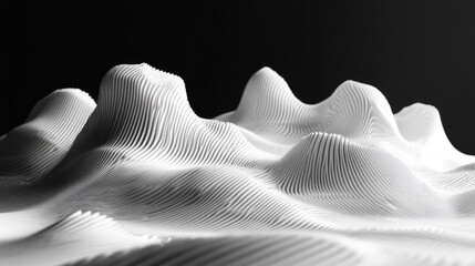 Poster - Abstract White Topographic Wave Pattern on Dark Background for Art or Design use