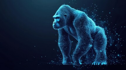 Poster - Gorilla with a network of dots representing connectivity and communication in animal behavior