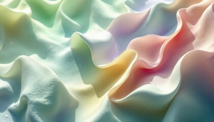Poster - abstract pastel waves: colorful fluid shapes and textures in soft light