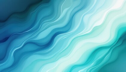 Poster - abstract blue and turquoise waves with fluid curves and soft gradient
