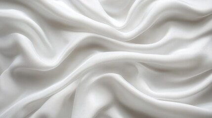 Poster - Explore the beauty of smooth white satin fabric featuring elegant folds and soft texture, ideal for backgrounds, photography, and design projects.