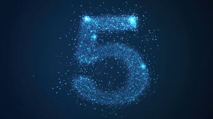 Poster - Number 5 shaped as a star in bright colors on a plain background for graphic design and illustration