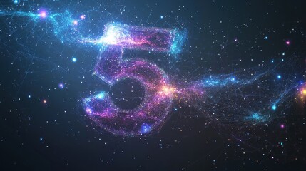 Poster - Vibrant abstract nebula art with swirling colors and cosmic patterns in a digital illustration