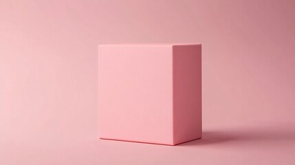 Aufkleber - Pink cube standing on pink background representing minimalist concept