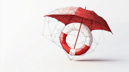 Poster - Red umbrella on a plain white background for minimalistic and modern design concepts