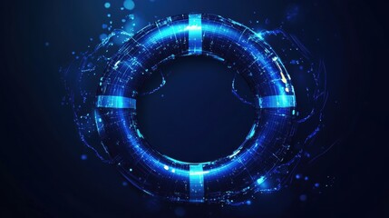 Aufkleber - Abstract technology background featuring blue circles and dots in a dynamic and modern design
