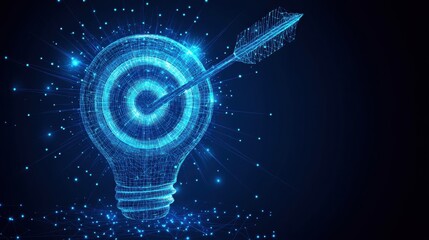 Poster - Light bulb with a dart embedded inside representing ideas and creativity concept