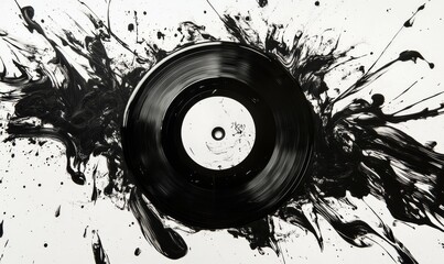 Wall Mural - Vinyl Record Splashes Black Ink