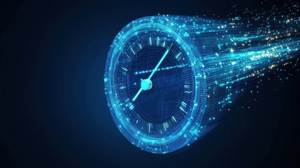Poster - Clock with glowing lines and dots displaying time in a modern design