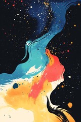 Poster - Colorful abstract painting representing a cosmic scene with stars and nebulae