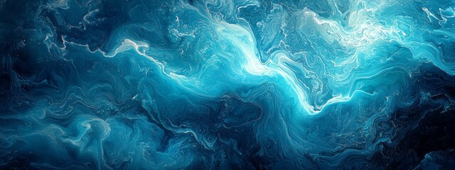 Aufkleber - A captivating interplay of deep blues and swirling patterns forms a dynamic water surface. This abstract composition conveys fluid motion, evoking a sense of tranquility and depth