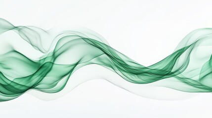 Poster - elegant green waves of abstract flowing smoke on light background