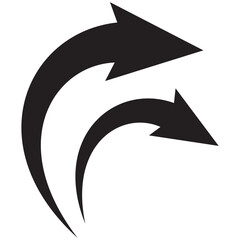 Poster - Curved arrow icon vector. Arrow pointer icon sign symbol in trendy flat style. Arrow vector icon illustration isolated on white and black background.